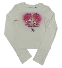 Biele rebrované crop tričko s potlačou H&M