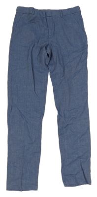 Modro-biele vzorované slávnostné ľanové nohavice H&m