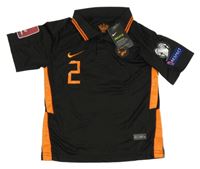 Nové - Černo-oranžový fotbalový dres s číslom a golierikom Nike