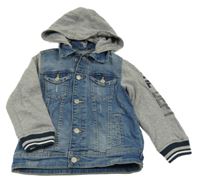 Modro-šedá riflovo/tepláková bunda s prošoupáním C&A