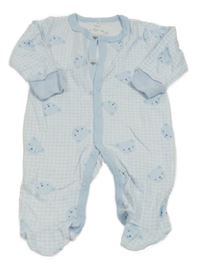 Bielo-modrý overal s medvedíkmi Rock a Bye Baby