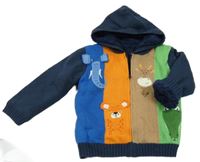 Nové - Tmavomodro-barevný pruhovaný propínací zateplený svetr s kapucí George