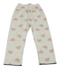 Biele rebrované nohavice so srdiečkami