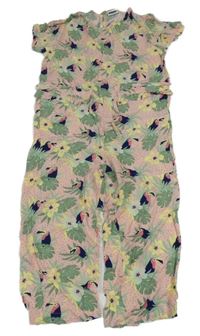 Svetloružový nohavicový overal s tukanmi Lily & Dan