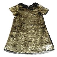 Zlato-čierne flitrové spoločenské šaty Primark