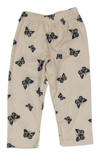 Pudrové rebrované nohavice s motýly