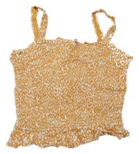 Hořčicovo-biely vzorovaný žabičkový crop top Primark