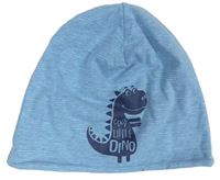 Modro-svetlosivá pruhovaná melírovaná čapica s dinousaurem Topomini