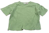 Olivové rebrované oversize tričko ZARA
