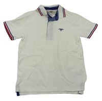 Biele polo tričko s číslom a pruhmi HAMPTON REPUBLIC