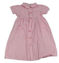 Svetloružová -biele bodkovaná é plátenné prepínaci košeľové šaty H&M
