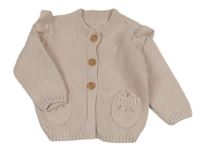 Svetloružový vzorovaný prepínaci sveter s čumáčky/kapsami a volánikmi Mothercare