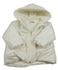 Bílá metalická prošívaná nepromokavá zimní bunda s kapucí Visara