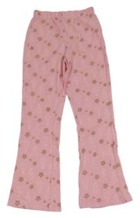 Svetloružové nohavice s vánočními stromčekmi  a hviezdičkami sinsay