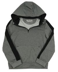 Tmavošedo-černá melírovaná thermo mikina s kapsou a kapucí Rebel