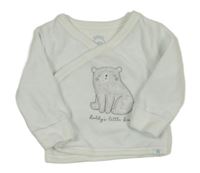 Světlemodro-biela zamatová zavinovací prepínaci mikina s medvedíkom C&A