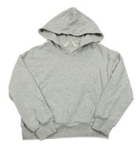 Svetlosivá melírovaná crop mikina s vreckom a kapucňou H&M