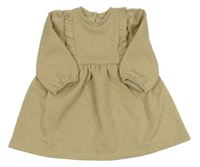 Béžovo-zlaté melírované teplákové teplé šaty s volánky St. Bernard