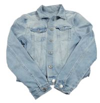 Světlemodrá tepláková riflová crop bunda s límečkem H&M