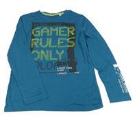 Petrolejové tričko s nápismi C&A