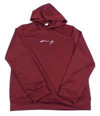 Vínová mikina s nápisom a kapucňou SHEIN