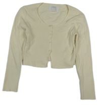 Smotanový rebrovaný prepínaci crop sveter ZARA