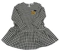 Čierno-biele vzorované teplákové šaty s medvedíkom FUTURINO GIRL