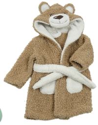 Hnědo-bílý huňatý župan s kapucí- medvídek BABYTOWN