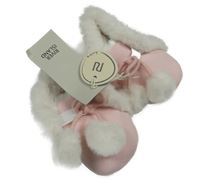Nové - světlerůžové semišové zateplené capáčky s kožešinou a bambulkami RIVER ISLAND vel. 15
