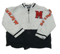 Sivo-čierna melírovaná prepínaci mikina s Mickey Disney