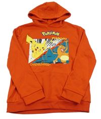 Červená mikina s pokémony a kapsou a kapucí PRIMARK