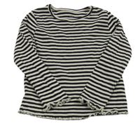 Černo-smetanové pruhované žebrované triko H&M