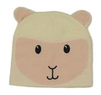 Smetanovo-světlerůžová pletená čepice - ovečka