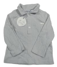 Nové - světlešedé žebrované vzorované mikinotriko s golierikom blues baby