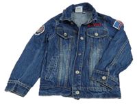 Modrá riflová bunda s nápisem - NASA a vlajkou a límečkem Vertbaudet