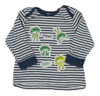 Tmavomodro-bílé pruhované triko se žabičkami Mothercare