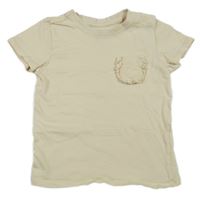 Smotanové tričko s vreckom s volánikom sinsay