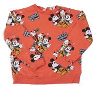 Tmavooranžová mikina s Mickey a Minnie s kamarády H&M