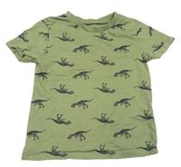 Khaki tričko s dinosaurami zn. H&M
