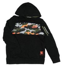 Černo-army mikina s nápisom a kapucňou zn. C&A