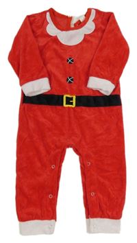 Červený chlupatý overal - Santa