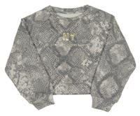 Sivá vzorovaná crop mikina s nápisom