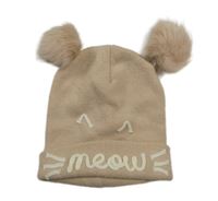 Pudrová čapica s bambulemi a nápisom Primark