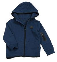 Tmavomodrá prepínaci mikina s nášivkou a kapucňou F&F