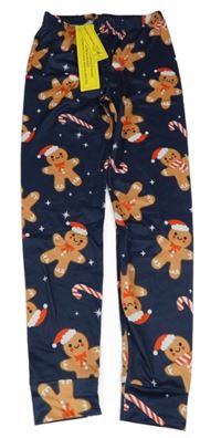 Nové - Tmavomodré pyžamové kalhoty s perníčky Shein