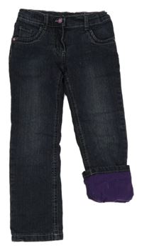 Tmavomodré zateplené rifle Lupilu