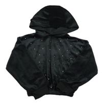 Čierna plyšová crop mikina s kamienkami a kapucňou George