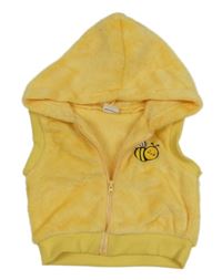 Žltá chlpatá prepínaci vesta s včielkou a kapucňou