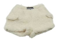 Smotanové chlpaté cargo kraťasy s nášivkou