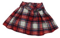 Červeno-tmavomodro-smotanová kockovaná vlnená sukňa s přezkou Nutmeg